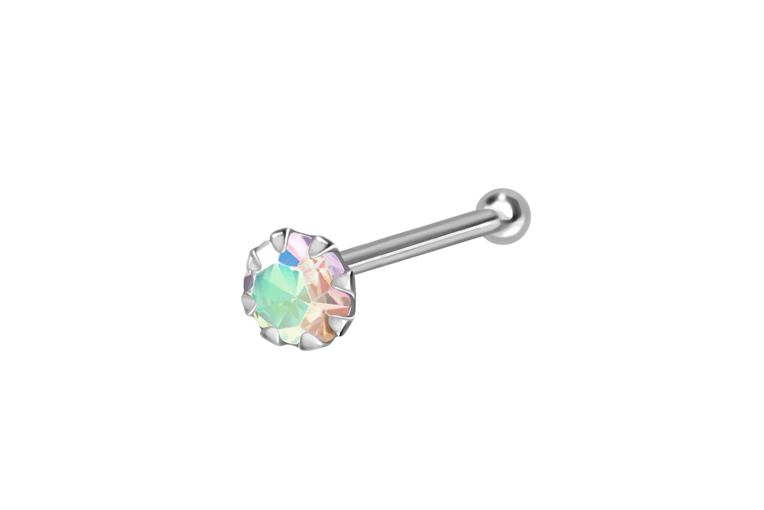 925er Silber Nasenstecker Nasenpiercing Pin EINGEFASSTER KRISTALL